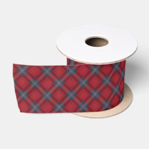 Lazo De Raso Clásico Tartán Navideño Rojo y Azul Marino