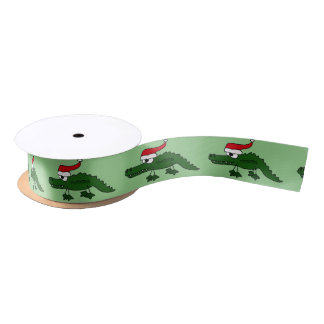Lazo De Raso Cocodrilo divertido en cinta del navidad del gorra
