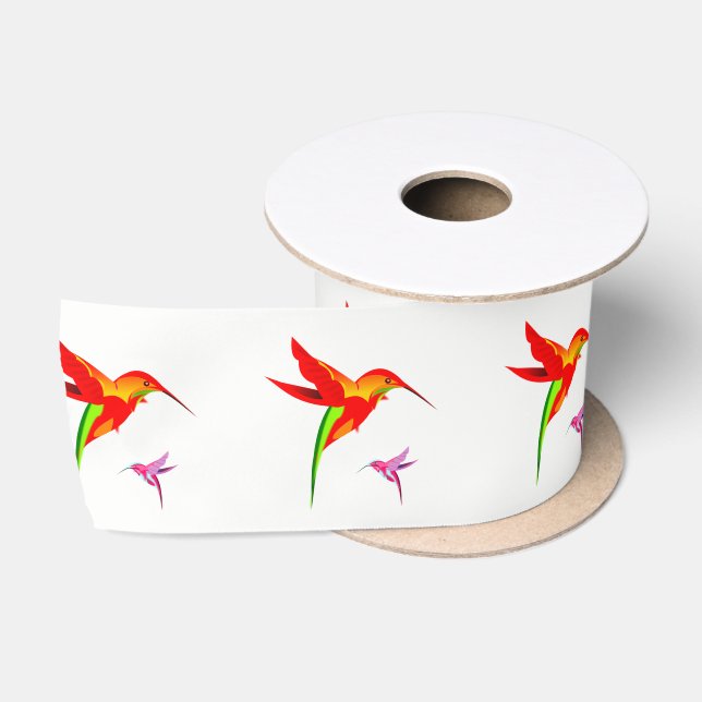 Lazo De Raso Colibrí Amarillo Y Verde naranja (Carrete)