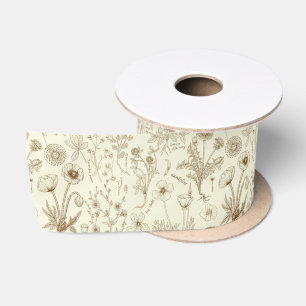 Lazo De Raso Collage de flores silvestres/ beige y sepia