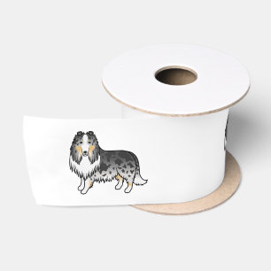 Lazo De Raso Collie Áspero Blue Merle Cute Perro de Dibujos Ani