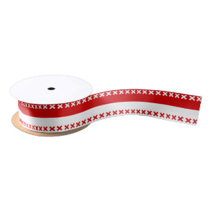 Lazo De Raso Colores DIY Dos Franjas Blanco Rojo, Borde X