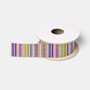 Lazo De Raso Colores Retro con Estampado de Rayas