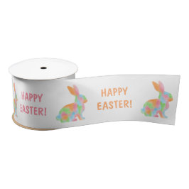 Lazo De Raso Colorful Watercolor Bunnies And Happy Easter Text