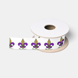 Lazo De Raso Colorido Mardi Gras Fleur De Lis