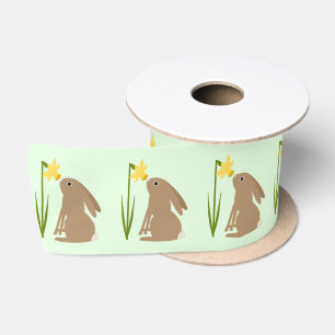 Lazo De Raso Conejo conejo conejo de pascua y flor de daffodil