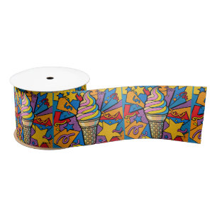 Lazo De Raso Cono de helado remolino arte pop