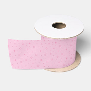 Lazo De Raso Copia de Copos de Nieve Caprichosos en Patrón Rosa