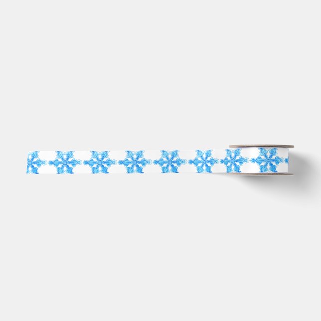 Lazo De Raso Copo de nieve de invierno azul (Anverso)