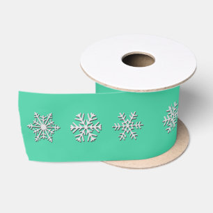 Lazo De Raso Copos de nieve plateados de 3 d, fondo de Personal