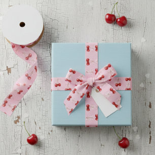 Lazo De Raso Coquette Cherry Pink Bow Satin Ribbon Cute