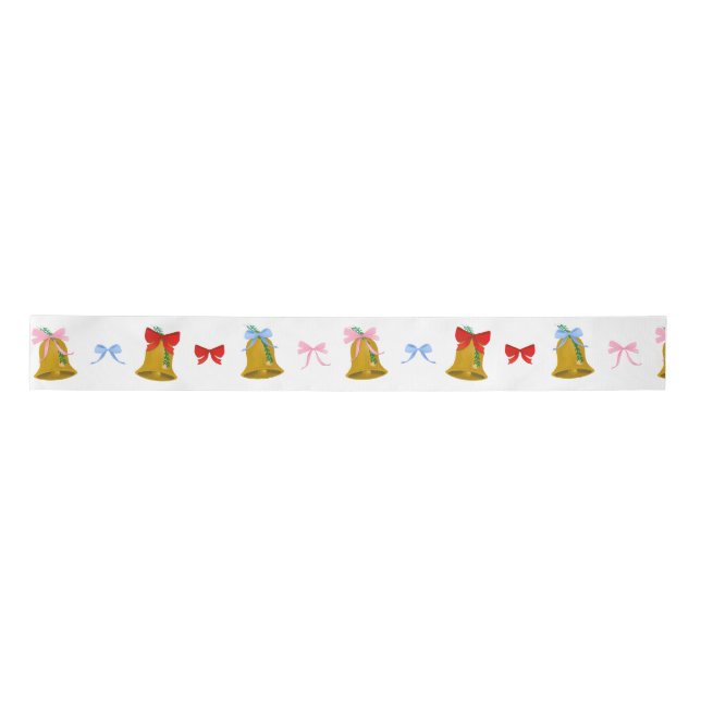 Lazo De Raso Coquette Navidades Bells y Bows Preppy Classic (Anverso)
