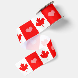 Lazo De Raso Corazón canadiense, cinta canadiense, bandera cana