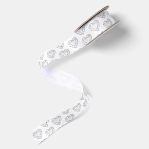 Lazo De Raso Corazón de acuarela de diamante arte con patrón
