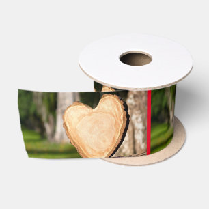 Lazo De Raso corazón de madera