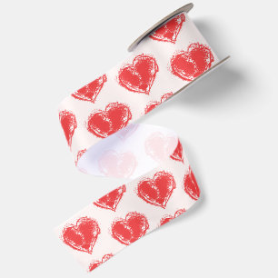 Lazo De Raso Corazón Garabateado Estético Retro Grunge Vintage