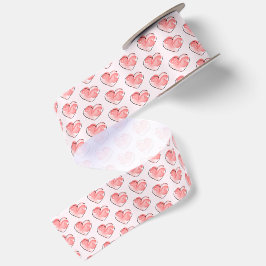 Lazo De Raso Corazón Rosa Acuarela Adorable