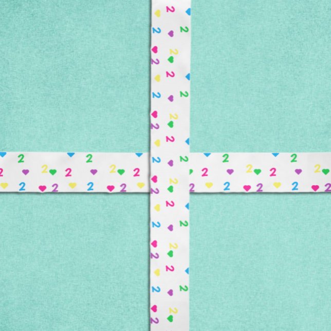 Lazo De Raso Corazones arcoiris segundo cumpleaños (Subido por el creador)