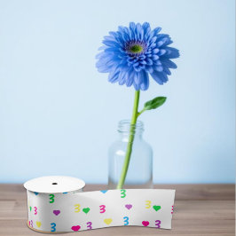 Lazo De Raso Corazones arcoiris Tercer cumpleaños