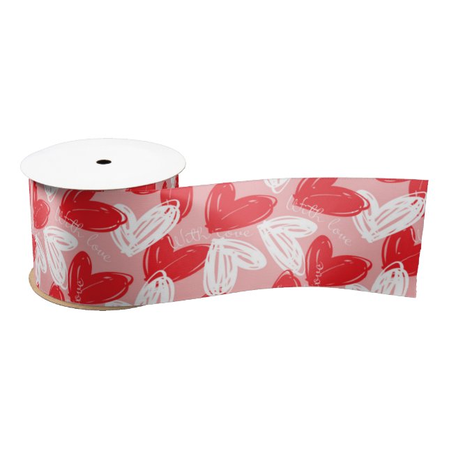 Lazo De Raso Corazones "con amor" de San Valentín (Carrete)