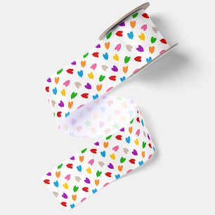 Lazo De Raso Corazones De Amor Coloridos Diseño De Patrón Blanc