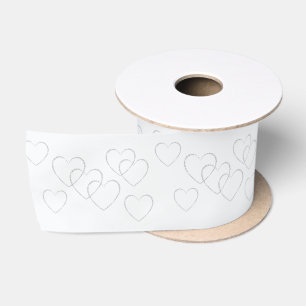 Lazo De Raso Corazones de boda de plata suave en blanco