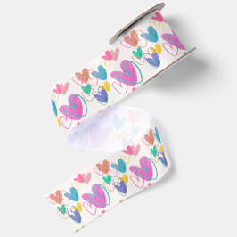 Lazo De Raso Corazones de crayón coloridos lindos