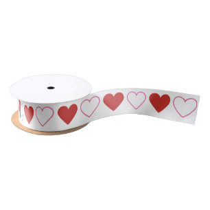 Lazo De Raso Corazones de San Valentín Lindos Patrón Rojo Blanc