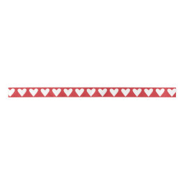 Lazo De Raso Corazones populares blancos en cinta roja