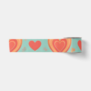 Lazo De Raso Corazones Retro Groovy de San Valentín de los 70 C