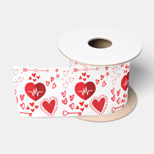Lazo De Raso Corazones rojos de amor y flecha, Feliz día de San