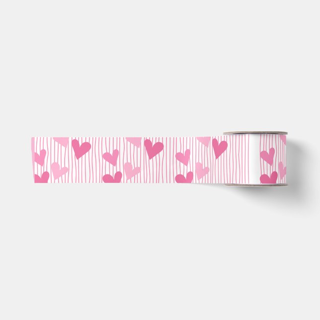 Lazo De Raso Corazones rosados (Anverso)