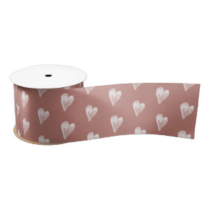Lazo De Raso Corazones rosados mano rústica dibujada