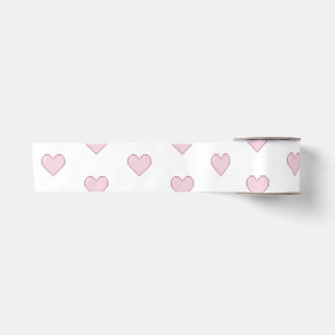 Lazo De Raso Corazones rosados pixelados sobre fondo blanco