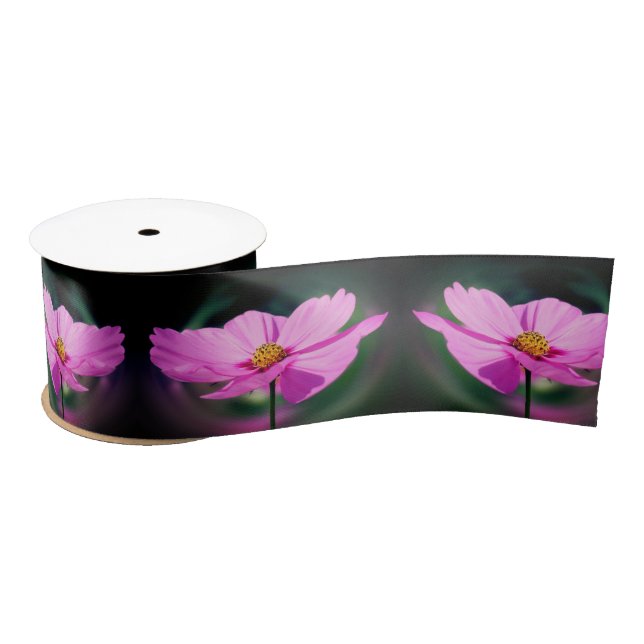Lazo De Raso Cosmos de color rosa único (Carrete)