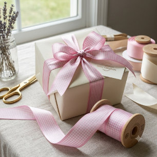 Lazo De Raso Cottagecore Coquette Gingham Rosa Elegante