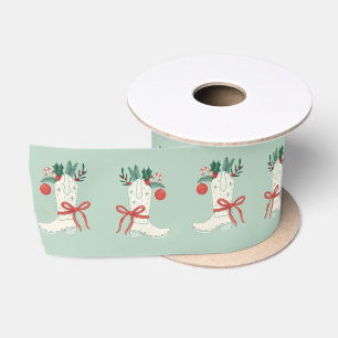 Lazo De Raso Cowboy Boot Navidades Gira Ribbon