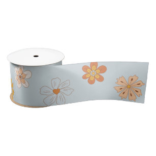 Lazo De Raso Crema de papel de envolvimiento floral retro boho