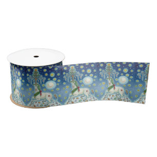 LAZO DE RASO CREO EN EL UNICORN NAVIDADES, FANTASY RIBBON