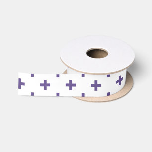 Lazo De Raso Cruces de polka ultravioleta sobre blanco