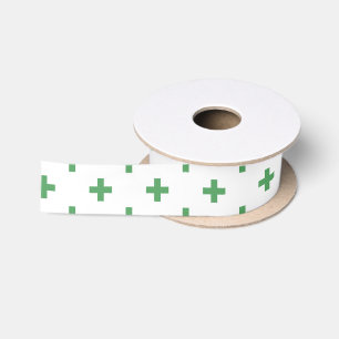 Lazo De Raso Cruces de polka verde sobre blanco