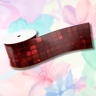 Lazo De Raso Cuadrados de estilo Disco Rojo Patrón de San Valen