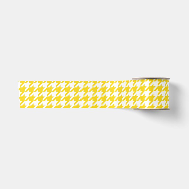 Lazo De Raso Cuadro Escocés Amarillo y Blanco Houndstooth (Anverso)