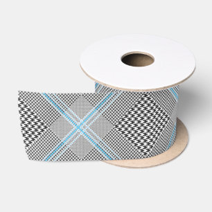 Lazo De Raso Cuadro Escocés Azul Gris Negro Chic