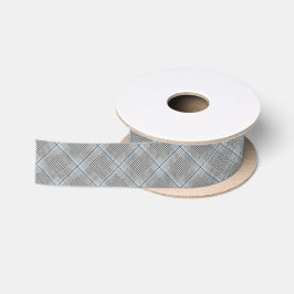 Lazo De Raso Cuadro Escocés Azul Gris Negro Chic