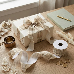 Lazo De Raso Cuadros Escoceses Beige Neutro