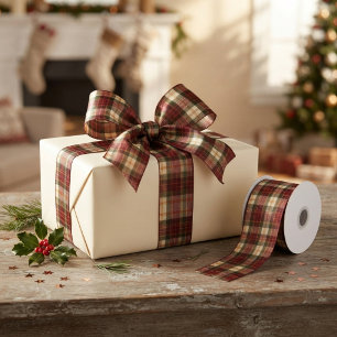 Lazo De Raso Cuadros Navideños Tradicionales Rojo Burdeos y Ver