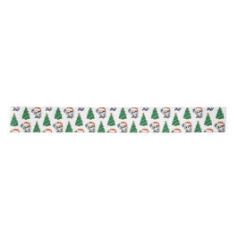 Lazo De Raso Cuidado árbol de Navidad Panda Red Santa Hat