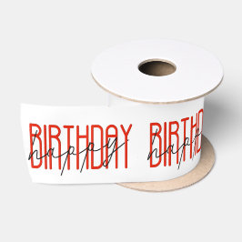 Lazo De Raso Cumpleaños feliz de rojo y negro