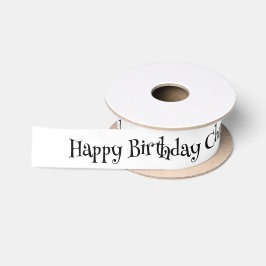 Lazo De Raso Cumpleaños feliz en blanco y negro moderno